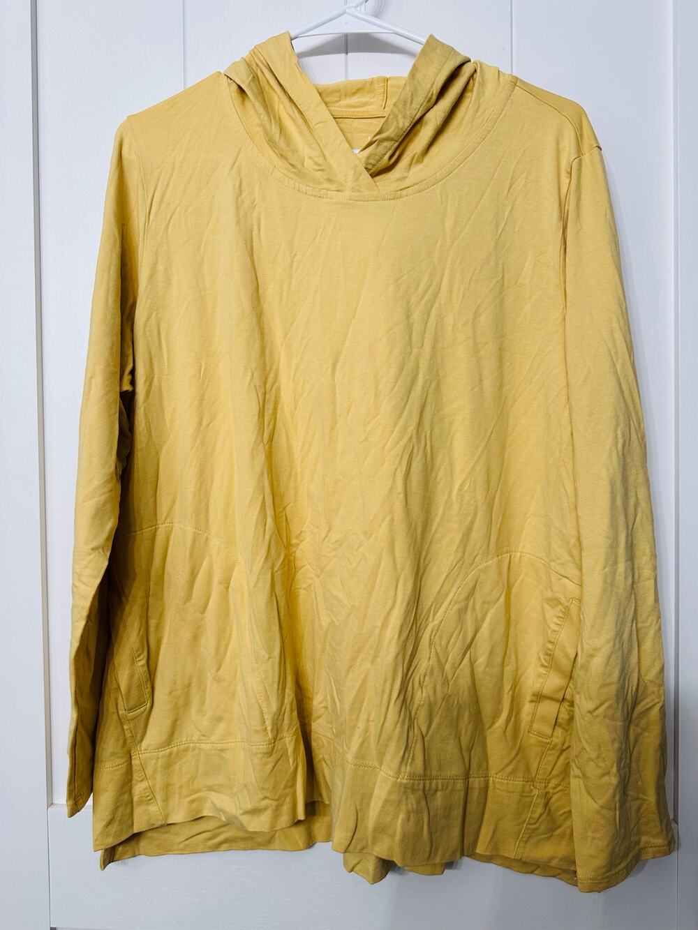J Jill Luxe Supima cotton thin Hoodie in buttery yellow size XL EUC